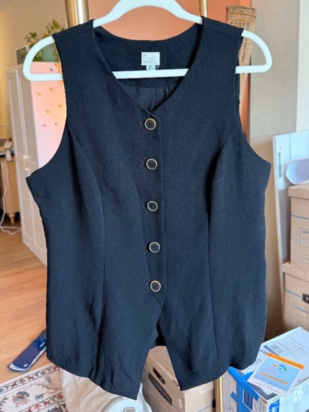 a new day Black Button-Front Vest